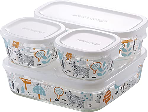 Spice Containers - iwaki(イワキ) 耐熱ガラス 保存容器 電子レンジ オーブン 4個セット シンジカトウ 森の中で パック＆レンジ PS-PRNSNE 送料無料