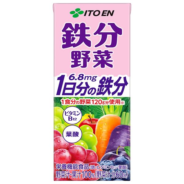 パッケージ個数:24商品の説明 JANコード：4901085650523 原材料・成分 にんじん、赤ピーマン、大根、きゅうり、インゲン豆、ケール、レタス、ピーマン、アスパラガス、ブロッコリー、かぼちゃ、セロリ、あしたば、小松菜、パセリ、クレソン、キャベツ、ラディッシュ、ほうれん草、三つ葉、ぶどう、りんご、レモン、ブルーベリー、プルーン、アセロラ、オレンジ、香料、ピロリン酸第二鉄、V.E、葉酸、V.B12