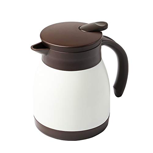 Metallic - パール金属 ポット 卓上ポット テーブルポット 500ml ステンレス製 保温 保冷 ホワイト×ブラウン エコット HB-4380 送料無料