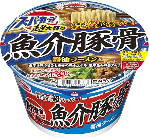 エースコック スーパーカップ超大盛り 魚介豚骨醤油ラーメン 168g ×12個 送料無料