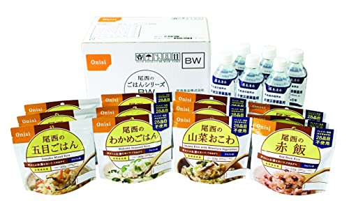 尾西食品 アルファ米 ごはんセット 和風4種×各3袋 保存水6本 非常食 保存食 長期保...