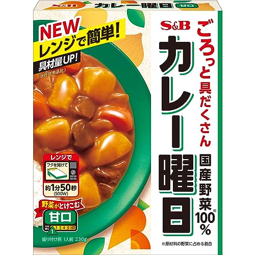 たっぷり入った国産野菜100%のごろごろ具材と、やわらかな角切りビーフ。じっくり煮込んで旨みを引き出した、素材本来のおいしさが楽しめる、まろやかで家庭的な味わいのカレーです。商品紹介 たっぷり入った国産野菜100%のごろごろ具材と、 やわらかな角切りビーフ。 じっくり煮込んで旨みを引き出した、素材本来のおいしさが楽しめる、 まろやかで家庭的な味わいのカレーです。 原材料・成分 野菜(じゃがいも(国産)、玉ねぎ、人参)、スパイス煮込み牛肉(牛肉、食塩、香辛料)、ソテー・ド・オニオン、小麦粉、チキンエキス、砂糖、牛脂豚脂混合油脂、食塩、カレー粉、パーム油・なたね油混合油脂、醸造酢、バナナフレーク、ポテトペースト、野菜ペースト、野菜ブイヨン、デキストリン、ビーフオイル/調味料(アミノ酸等)、カラメル色素、pH調整剤、増粘剤(加工デンプン、増粘多糖類)、塩化Ca、酸味料、乳酸Ca、(一部に小麦・牛肉・大豆・鶏肉・バナナ・りんごを含む)殺菌方法:気密性容器に密封し、加圧加熱殺菌