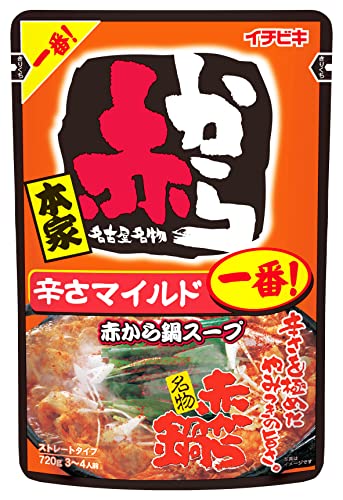 1番レッド/720g×5個/-・Size:720g×5個Style:1番・エネルギー67kcal、たんぱく質2.0g、脂質0.1g、炭水化物14.4g、食塩相当量3.3g※100gあたり商品紹介 赤からの店舗で人気の「赤から鍋1番」の味を忠実に再現しました。 3番よりも唐辛子の量を控え、甘みとみその量を増やすことで、お子様にも食べやすいマイルドな味に仕上げました。ストレートタイプ、3~4人前です。 原材料・成分 しょうゆ(国内製造)、砂糖、ぶどう糖果糖液糖、みそ、コチュジャン、はちみつ、食塩、米発酵調味料、にんにく、豆板醤、唐辛子、鰹エキス、昆布エキス、オイスターエキス、煮干粉末/調味料(アミノ酸等)、アルコール、増粘多糖類、パプリカ色素、(一部に小麦・大豆を含む)