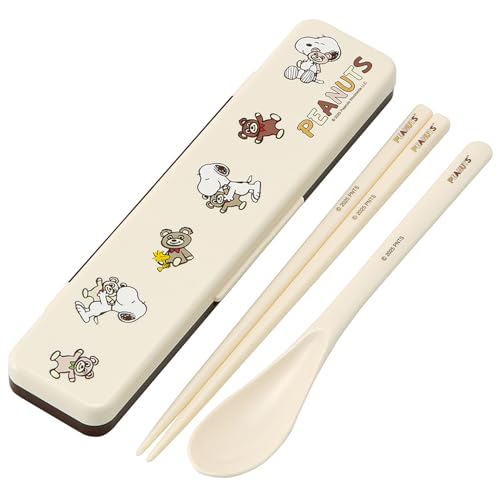 コンビセット/-/CCS3SA-71400・パッケージ個数:1・サイズ：横18.8×縦4.7×高1.8cm、箸・スプーン：18cm・材質：ABS樹脂、箸：メタクリル樹脂、フタ：AS樹脂、クッション：シリコン樹脂・原産国：日本スケーター(Skater) 箸 スプーン セット 弁当 大人用 コンビセット 18cm カチャカチャ鳴らない 日本製 スヌーピー SNOOPY and BEAR CCS3SA-A