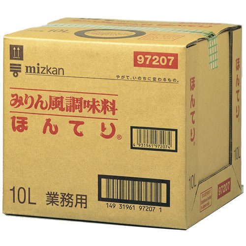 -/10リットル × 1個/-・PatternName:ほんてり 10L・パッケージ個数:1・内容量:10L・原材料:水あめ、米および米こうじの醸造調味料、醸造酢、酸味料・商品サイズ(高さ×奥行×幅):236mm×260mm×250mm商品紹介 美しいてりと上品な甘みが特長のみりん風調味料です。どんなお料理の味わいも見事にひきたてます。 原材料・成分 水あめ、米および米こうじの醸造調味料、醸造酢/酸味料