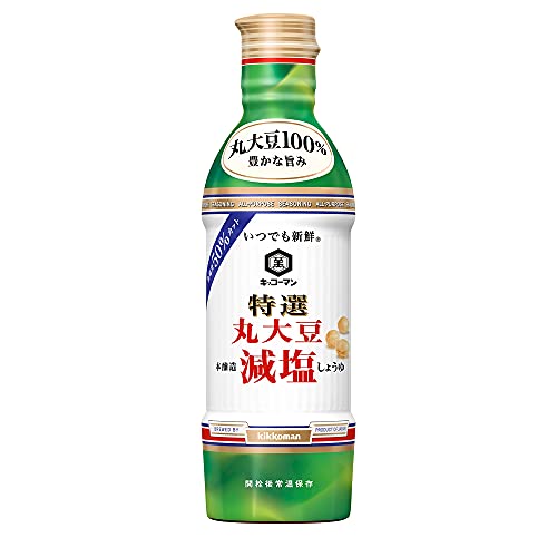 特選丸大豆減塩しょうゆ-/450ミリリットル (x 3)/-・FlavorName:大豆Size:450ミリリットル (x 3)・パッケージ個数:3・原材料:大豆(遺伝子組換えでない)、小麦、食塩/アルコール、酸味料、ビタミンB1・商品サイズ(高さx奥行x幅):22.1cm×6.5cm×19.5cm