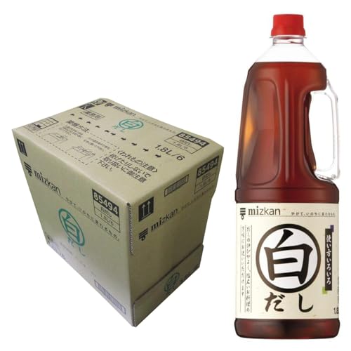 PatternName:白だし 1.8L×6本・原材料：食塩(国内製造、韓国製造)、砂糖、しょうゆ(小麦・大豆を含む)、アミノ酸液(大豆を含む)、魚介エキス、煮干しエキス、濃縮だし(こんぶ、乾しいたけ)、粗砕かつおぶし、かつおエキス／調味料(アミノ酸等)、酸味料・商品サイズ(高さx奥行x幅):32.5cm×10.7cm×10.7cm商品紹介 鰹（かつお、カツオ）と昆布（こんぶ、コンブ）をベースとして、複数のだしを合わせた白だし（白出汁）です。「出汁（だし）の伸び」が良いため、定番の和食に限らず、洋食・中華などの幅広いお料理の下味としてお使いいただけます。※本品は業務用商品ですが、ご家庭でもお使いいただけます。 原材料・成分 食塩(国内製造、韓国製造)、砂糖、しょうゆ(小麦・大豆を含む)、アミノ酸液(大豆を含む)、魚介エキス、煮干しエキス、濃縮だし(こんぶ、乾しいたけ)、粗砕かつおぶし、かつおエキス／調味料(アミノ酸等)、酸味料