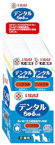 ー/-/JD-17・W80×D105×H170・中はトロっとお肉(ちゅ〜るタイプ)、外側は簡単にかみ切れる柔らかい素材(とりささみ)を使用しています。・カテキン・サイクロデキストラン・ケルセチン配糖体を配合し、歯と歯ぐきの健康維持に配慮しています。・乳酸菌1 000億個配合により、おなかの健康にも配慮しています。・※発送されるのは、2026/11/30賞味期限の商品です。商品紹介 カテキン、サイクロデキストラン、ケルセチン配糖体で歯と歯ぐきの健康維持に配慮しています。乳酸菌1 000億個配合により、おなかの健康にも配慮しています。また、中はトロっとお肉(ちゅ〜るタイプ)、外側は簡単にかみ切れる柔らかい素材(とりささみ)を使用しています。 使用上の注意 袋への噛みつき、誤飲にご注意ください。 原材料・成分 鶏肉(ささみ)、鶏脂、チキンエキス、クロレラ、卵白粉末、酵母エキス、サイクロデキストラン、殺菌乳酸菌、増粘安定剤(加工でん粉、増粘多糖類)、セルロース、フラボノイド(ケルセチン配糖体)、緑茶エキス(カテキン含有)、ビタミンE、アルギニン 使用方法 愛犬・愛猫の体重に応じて表を目安におやつとしてお与えください。