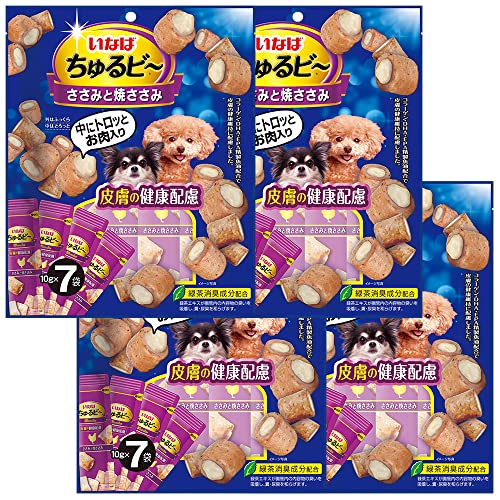 -/-/QDS-183・2つの食感が楽しめる犬用おやつ。・ペットの成長段階:アダルト・商品の形状:ドライ・商品モデル番号:QDS-183商品紹介 外はふっくら、中にトロッとちゅ〜るが入っているため、2つの食感が楽しめます。コラーゲンとDHA・EPA含有精製魚油を配合し皮膚の健康に配慮。保存料不使用。 原材料・成分 たんぱく質…24.0%以上、脂質…4.2%以上、粗繊維…0.1%以下、灰分…2.0%以下、水分…69.5%以下、エネルギー…約20kcal/袋 使用方法 愛犬の体重に応じて下記表を目安におやつとしてお与えください。3kg:3袋/日、5kg:4袋/日、8kg:5袋/日、10kg:6袋/日。