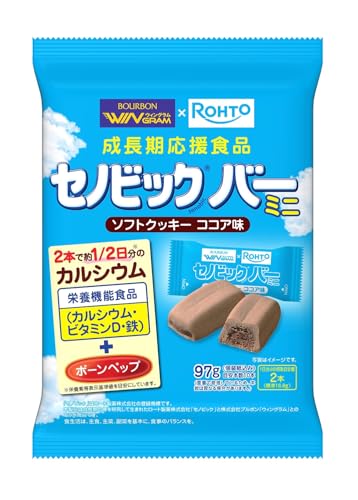 原材料:小麦粉（国内製造）、砂糖、白あん（生あん、砂糖、還元水飴??、寒天、食塩）、ショートニング、異性化液糖、ファットスプレッド（乳成分を含む）、マーガリン（乳成分・大豆を含む）、ココアパウダー、水飴??、植物油脂、液全卵、食塩、卵黄ペプチド（卵を含む）／ソルビトール、炭酸Ca、加工デンプン、乳化剤(大豆由来)、香料(乳由来)、ピロリン酸第二鉄、膨脹剤、増粘剤(カラギーナン)、着色料(アナトー)、V.D・商品サイズ(高さx奥行x幅):16cm×28.5cm×43.5cm商品紹介 成長期のお子さまに大切な栄養素を手軽にとれるミニバータイプの栄養機能食品（カルシウム・ビタミンD・鉄）です。「セノビックR」はロート製薬株式会社の登録商標（登録第5063314号）です。本製品はロート製薬株式会社「セノビックR」と株式会社ブルボン「ウィングラム」とのコラボ商品です。 原材料・成分 小麦粉（国内製造）、砂糖、白あん（生あん、砂糖、還元水飴??、寒天、食塩）、ショートニング、異性化液糖、ファットスプレッド（乳成分を含む）、マーガリン（乳成分・大豆を含む）、ココアパウダー、水飴??、植物油脂、液全卵、食塩、卵黄ペプチド（卵を含む）／ソルビトール、炭酸Ca、加工デンプン、乳化剤(大豆由来)、香料(乳由来)、ピロリン酸第二鉄、膨脹剤、増粘剤(カラギーナン)、着色料(アナトー)、V.D