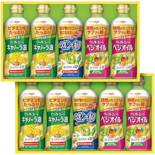 （ヘルシーキャノーラ油×4・ヘルシーオフ×2・ヘルシーベジオイル×4）各350g商品紹介 （ヘルシーキャノーラ油×4・ヘルシーオフ×2・ヘルシーベジオイル×4）各350g 原材料・成分 ●食用なたね油(国内製造)、ビタミンE●食用なたね油(国内製造)、食用パームオレイン、食用とうもろこし油、乳化剤●食用なたね油(国内製造)、食用大豆油、乳化剤