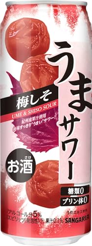 内容量：490ml×24本・入数：24本・原産国：日本・糖類ゼロ、プリン体ゼロのすっきりとした味わいのうめしそチューハイです。商品紹介 【アルコール度数5％】糖類ゼロ、プリン体ゼロのすっきりとした味わいでご好評いただいております「うまサワー」シリーズをリニューアル発売いたします。うめ果汁(紀州産)とうめエキスを使用し、うめ本来の香りと、さっぱりとした酸味とバランスのよいうまみがお楽しみいただけます。。原材料・うめ果汁、うめエキス、ウォッカ(国内製造)／酸味料、炭酸、香料、甘味料(アセスルファムK、ステビア) 原材料・成分 うめ果汁、うめエキス、ウォッカ(国内製造)／酸味料、炭酸、香料、甘味料(アセスルファムK、ステビア)