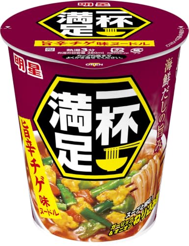 明星 一杯満足 旨辛チゲ味ヌードル[12個入、カップ麺、ラーメン、ノンフライ麺、海鮮だしの旨み、お手頃価格、62g] 送料無料