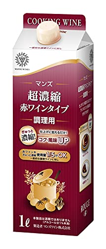 赤ワインタイプ・Style:赤ワインタイプ・パッケージ個数:1・原材料:ワイン(国内醸造)/酸化防止剤(亜硫酸塩)・内容量:1L・商品サイズ(高さx奥行x幅):23.5cm×7cm×7cm・生産国:日本マンズ独自の製法で赤ワインを風味そのままにアルコール1%までぎゅっと濃縮した超濃縮赤ワインタイプの調味液です。煮切り工程の手間と時間をカットして、一般的な調理ワインに対し使用量は約1/5で済みます。仕上げに少量加えるだけでワインのコクと風味がUP。さらに少量でツヤのある色を付与できます。料理だけでなく、デザートメニューやノンアルコールカクテルにもご利用いただけます。本製品は酒類ではありません(アルコール分1%未満)