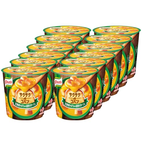 素材のおいしさが溶け込んだ、とろとろな濃厚なポタージュに、工房で丁寧に焼き上げた、サクサク食感が長く楽しめるパンが入った容器入りスープです。商品紹介 素材のおいしさが溶け込んだ、とろとろな濃厚なポタージュに、工房で丁寧に焼 き上げた、サクサク食感が長く楽しめるパンが入った容器入りスープです。 原材料・成分 チーズクルトン（国内製造）、砂糖、でん粉、マッシュポテト、クリーミングパウダー、デキストリン、パンプキンパウダー、食塩、食用加工油脂、全粉乳、バターソテーオニオンパウダー、粉末しょうゆ、はくさいエキス、濃縮ホエイ、酵母エキス調味料、酵母エキス、チキンブイヨンパウダー、パセリ、野菜エキス調味料、香辛料／調味料（アミノ酸等）、香料、カラメル色素、カロチノイド色素、イーストフード、酸味料、ビタミンC、（一部に小麦・乳成分・大豆・鶏肉を含む）
