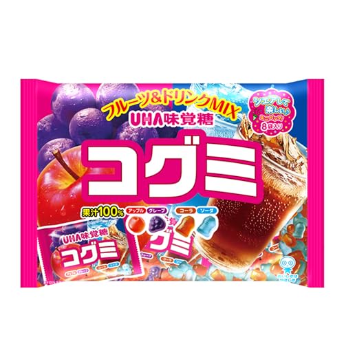プラスチック商品紹介 ぷにぷに食感の小粒グミの4種アソート。ミニパックが8袋入ったファミリーパックです。グレープ・アップル・コーラ・ソーダをアソートにしました。 原材料・成分 水飴（国内製造）、砂糖、果糖ぶどう糖液糖、濃縮果汁（りんご、グレープ、レモン、デーツ）、ゼラチン／酸味料、香料、光沢剤、着色料（カラメル、紫ニンジン、クチナシ）、マンニトール、（一部にりんご・ゼラチンを含む）