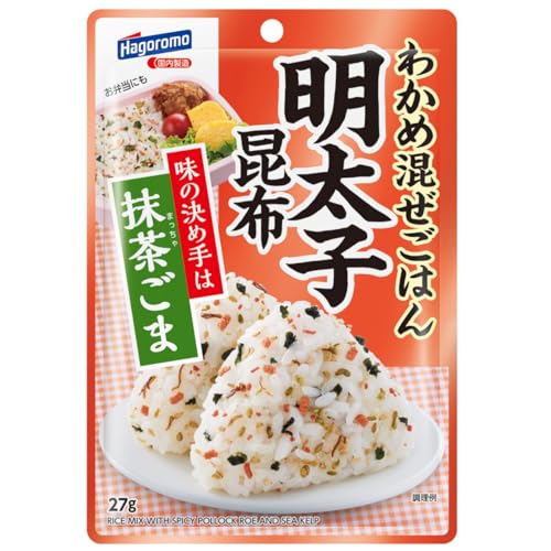 光沢のあるパッケージ商品紹介 味の決め手は抹茶ごま！ あったかごはんに混ぜるだけ。 辛子明太子と佃煮昆布をブレンドしたピリッと辛い大人の味わいです。 おむすびに、お弁当にどうぞ。 原材料・成分 明太子風味顆粒（乳糖、食塩、小麦粉、砂糖、コーンスターチ、赤唐辛子、味付たらこ、魚介風味調味料、鰹節エキス、辛子明太子、その他）(国内製造）、抹茶風味ごま（いりごま、食塩、砂糖、しょうゆ、抹茶、その他）、味付わかめ（食塩、わかめ、砂糖）、いりごま、アオサ風味顆粒（食塩、砂糖、その他）、味付昆布　／調味料（アミノ酸等）、着色料（紅麹、クチナシ、紅花黄）、酸化防止剤（ビタミンE）、甘味料（カンゾウ、ステビア）、（一部に小麦・乳成分・ごま・さば・大豆・ゼラチンを含む）