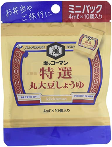 -/40ミリリットル (x 12)/-・パッケージ個数:12・原材料:大豆(アメリカ)(遺伝子組換えでない)、小麦、食塩・商品サイズ(高さx奥行x幅):13.5cm×23.2cm×10.0cm・フレーバー: しょうゆ・サイズ: 40ミリリットル (x 12)特選 丸大豆しょうゆ」を、お弁当やご旅行、外出の際などに携帯しやすい4mlミニパック入りにしました。丸大豆を100%使用で、しっかりとしたうまみと丸大豆由来のまろやかな風味が特長です。チャックつきスタンディングパウチ入りなので持ち運びや保管に便利で、ご家庭では冷蔵庫の隙間などにも収納しやすい形態です。
