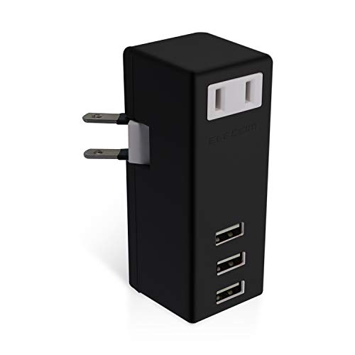 エレコム USBタップ/USBメス×3/AC×1/横挿し/2.1A/ブラック 送料無料