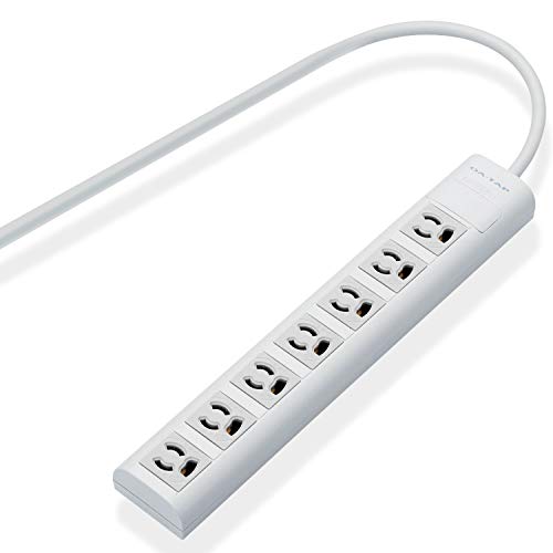 エレコム 電源タップ コンセント 雷ガード マグネット付 抜け止めコンセント 3P-2P変換アダプタ付 7個口 5m ホワイト T-EC 送料無料