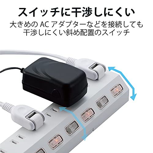 エレコム 電源タップ 雷ガード 10個口 回転脚付き 個別スイッチ ほこりシャッター...