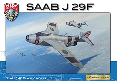 組み立て成型色/-/PLR48A002・組み立て塗装が必要なプラモデル。別途、接着剤や工具、塗料等が必要。・1/48スケール未塗装プラスチック組み立てキット・エッチングパーツとデカールが付属・パイロットレプリカ・PILOT REPLICAS (スウェーデン)輸入プラモデル商品紹介 パイロットレプリカ 「1/48 サーブ J 29F 戦闘機」 プラモデルです。 サーブ 29はスウェーデンのサーブ社が開発した後退翼ジェット機です。胴体が膨らんだ特徴的なスタイルをしていることから、「トゥンナン（樽）」の綽名がつけられました。 J29Fは機首に機関砲を搭載した戦闘機型で、アフターバーナー装備型です。サーブ29は機体性能的にも優れ、派生機含め665機が製造されました。 サーブ 29は1965年まで第一線機として運用され、オーストリアに輸出された機体は1972年まで運用されました。 エッチングパーツとデカールが付属しています。 ※この商品は、組み立て、塗装が必要なプラモデルです。 ※組み立て、塗装には別途、接着剤や工具、塗料等が必要です。 ※「プラモデル」は日本プラモデル工業協同組合所有の登録商標です。 ※この商品には、接着剤や塗料、工具や電池等は含まれません。 安全警告 該当なし