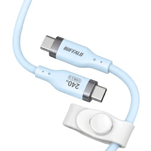バッファロー USB-C to C 2m ブルー シリコン素材 240W PD 対応 Type-C 結束バンド付き BSU2CCY242 送料無料