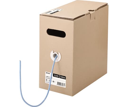 BUFFALO 【期間限定特価】2025年9月30日まで Cat6 LANケーブル 100m 単線 ブルー BL61000BL 送料無料