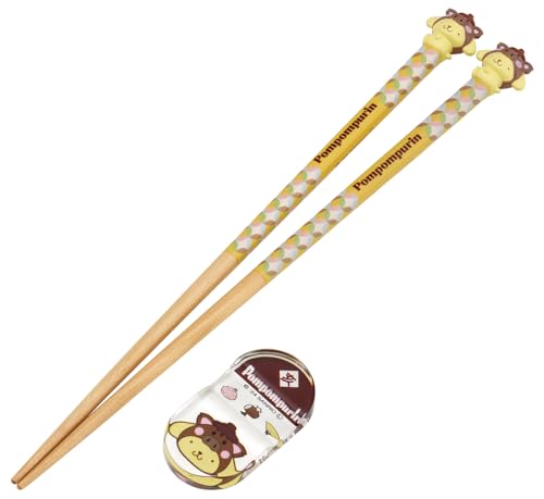 スケーター(Skater) マスコット付 箸 箸置き セット 木製箸 21cm サンリオ ポムポムプリン 亥 AND45AH-A 送料無料