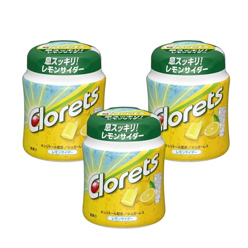 レモンサイダー3個黄色/-/-・Style:レモンサイダー3個・クロレッツXPレモンサイダーボトルの3個セットです。・バリッと噛んだ瞬間、爽やかなレモンサイダーの香りとさっぱりした甘さとほどよい酸味が口の中に広がります。・「緑茶ポリフェノール」と「キシリトール」配合商品紹介 バリッと噛んだ瞬間、爽やかなレモンサイダーの香りとさっぱりした甘さとほどよい酸味が口の中に広がります。 夏にピッタリのレモンサイダーフレーバーで気分爽快!「緑茶ポリフェノール」と「キシリトール」配合 原材料・成分 裏面参照