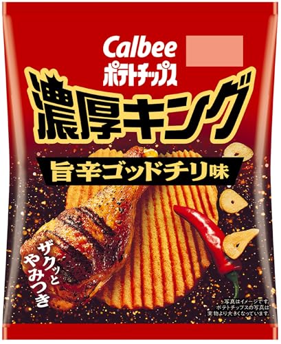 PatternName:旨辛ゴッドチリ味・旨さと辛さのゴッドバランス商品紹介 刺激的な唐辛子の辛さと肉の旨みのメリハリが神がかっている、濃厚旨辛なホットチリ味です。 原材料・成分 じゃがいも（国産又はアメリカ）、植物油、食塩、ガーリック、でん粉、砂糖、オニオン、たん白加水分解物（大豆を含む）、粉末しょうゆ（小麦を含む）、チキンエキスパウダー、赤唐辛子、チリパウダー / 調味料（アミノ酸等）、酸味料、パプリカ色素、甘味料（アスパルテーム・L−フェニルアラニン化合物、スクラロース）、香辛料抽出物、香料