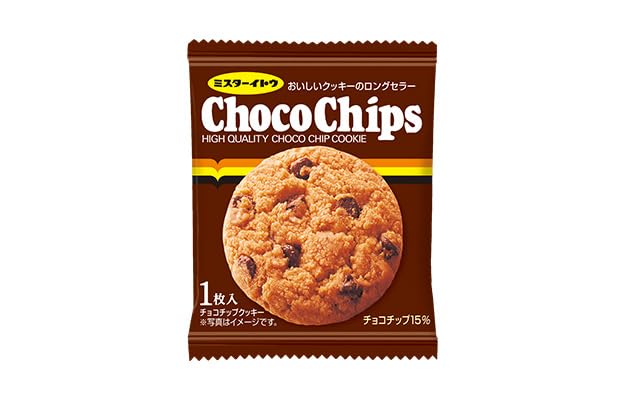 内容量:1枚×25袋・商品説明:チョコチップのリッチな味わいが楽しめる本格派のチョコチップクッキーです。食べきりサイズです。・保存方法:直射日光・高温多湿の場所を避けてください。商品紹介 チョコチップのリッチな味わいが楽しめる本格派のチョコチップクッキーです。食べきりサイズです。 原材料・成分 小麦粉（国内製造）、ショートニング、砂糖、チョコレートチップ、でん粉、鶏卵、ココアパウダー、食塩、スパイス／膨張剤、乳化剤、香料、カロテン色素、（一部に小麦・卵・乳成分・大豆を含む）