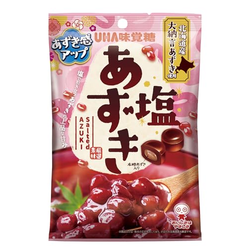 あめ/Pack of 1/-・Size:Pack of 1・プラスチック商品紹介 北海道産大納言あずきを使用した:ほっこり和風キャンディ 素材の甘みを塩でやさしく引き立てました:小豆本来の甘味をより上品に引き立たせるために塩味を付加しました。 甘すぎない味わいで口あたりがやさしく、何個食べてもおいしいキャンディに仕上げました。 センターにこだわり素材使用: センターにこだわりの素材(北海道産大納言あずき)を使用することで、あずきの素材感を感じる本格的な味わいに仕上げました。 原材料・成分 水飴（国内製造）、砂糖、黒糖、果糖ぶどう糖液糖、植物油脂、粉末小豆、加工黒糖、小豆、食塩、コーンスターチ、コンブエキス／着色料（カラメル）、香料、調味料（アミノ酸等）、塩化マグネシウム