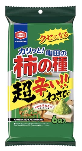ツーンと安曇野産本わさびが効いた、大人の味の「亀田の柿の種」。・通常のわさび味から辛さを大幅にUP。更に旨み成分を見直すことで、辛さだけでなくクセになるおいしさを実現しました。商品紹介 ツーンと安曇野産本わさびが効いた、大人の味の「亀田の柿の種」。 原材料・成分 うるち米粉（国産）、でん粉、ピーナッツ（ピーナッツ、植物油脂、食塩）、しょうゆ、わさび風味シーズニング、チキンエキス、砂糖、デキストリン、魚介エキス調味料、たん白加水分解物、こんぶエキス、粉末わさび／調味料（アミノ酸等）、香料、ソルビトール、加工でん粉、着色料（カラメル、パプリカ色素）、香辛料抽出物、乳化剤、（一部に小麦・卵・落花生・大豆・鶏肉・豚肉を含む）