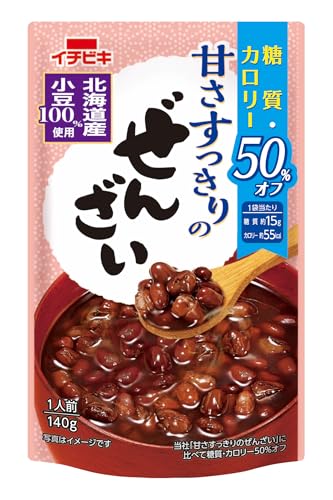 イチビキ 甘さすっきりの糖質カロリー50％オフぜんざい 140g ×10個 送料無料