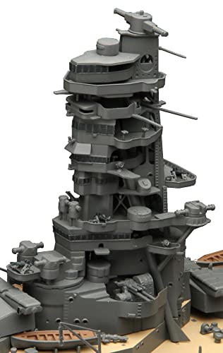リアルグレー/94mm x 52mm x 96mm/艦船-7 EX-1・組み立て、塗装が必要なプラスチックモデルキット。別途、工具、塗料等が必要。商品紹介 日本戦艦で最も高い戦艦山城の艦橋を1/350スケールで再現！ 製品は接着組立と塗装を必要とする未塗装キットです。 戦艦山城は日本初の弩級戦艦扶桑の2番艦として建造、幾度の性能改善や改装を経て太平洋戦争期に突入、昭和19年10月の米軍比島攻略に対抗するため出撃、戦闘の末戦没。 山城の艦橋は扶桑に比べ丸い司令塔や開脚度が増したストラットなど特徴があり、戦艦榛名ににた測距儀支持構造物を持つ特徴のある形をしていました。 本製品は既存製品の1/350スケール戦艦山城の金型を使用したものです。 製品は昭和19年前半頃の21号電探を下した後をモデルにしています。 艦橋の主パーツは横須賀海軍工廠色を模したグレーの成型色としています。 艦橋窓および探照灯はクリアー成型パーツを用意しています。 展示用の台座および艦名表示のシールが付属します。 最上甲板よりトップの測距儀まで、前方はシェルター甲板と接続した第二砲塔までを含む範囲で再現。 実物構造と同様にトラス/三脚構造と各甲板を積層して組み立てるスタイル。 シェルター甲板には繊細な彫刻で木甲板を表現。 シェルター甲板にある八九式12.7センチ連装高角砲は6パーツ構成で1/350ならではの造形。 艦橋前後に配された25ミリ連装機銃は1/350ならではで3パーツ構成、仰角の調整も可能。 羅針艦橋・下部見張所・戦闘艦橋・測的所・主砲指揮所、5か所の窓はクリアーパーツで再現。 羅針艦橋やその他各層床面はストリップ模様を彫刻で表現。 各層をつなぐラッタルを複数用意、すべて別体パーツ化。 4.5メートル測距儀は任意の角度で固定が可能。 戦闘艦橋のウィング部分は軽め穴構造を彫刻で再現。 測的所や戦闘艦橋など細密感が増す双眼望遠鏡パーツを用意。 艦橋背面の測距儀指示構造トラスは軽め穴を彫刻で再現するなど細密感ある作り。 成型パーツはグレー（横須賀海軍工廠色）、透明色およびベースパーツのブラック、3色の構成です。 完成時寸法　94x52x96mm（展示用ベース（153x94x12mm）および主砲塔を除いた場合） パーツ点数は160点 【付属内容】 ・ランナーx15 ・組立説明書x1 ・シールx2 ※この商品は日本製です。 ※この商品は、組み立てが必要なプラスチックモデルキットです。 安全警告 なし