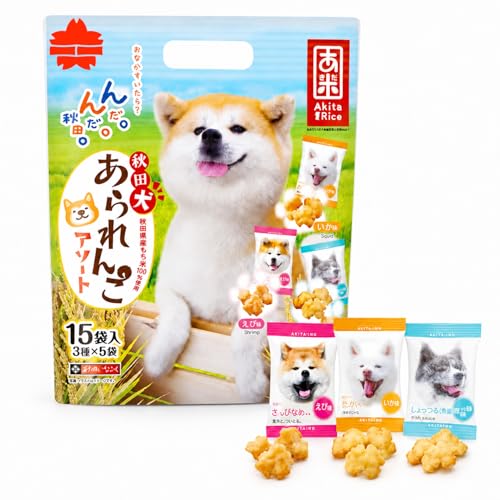 パッケージ個数:1・名称 米菓・賞味期限 別途商品ラベルに記載・保存方法 直射日光、高温・多湿を避け常温にて保存して下さい。・内容量 15袋（しょっつる味5袋、いか味5袋、えび味5袋）・製造者 秋田いなふく米菓株式会社商品の説明 【秋田犬保存会公認・秋田県産もち米100％使用！】 原材料・成分 しょっつる味：もち米、植物油、醤油（小麦・大豆を含む）、砂糖、魚醤（しょっつる）、デキストリン、発酵調味料、たん白加水分解物（大豆含む）、加工澱粉、調味料（アミノ酸等）、酸化防止剤（ビタミンE) いか味：もち米、植物油、いかシーズニング（小麦、えび、大豆を含む）、いか粉、えびパウダー、（小麦・大豆を含む）、食塩、調味料（アミノ酸等）、香料（いか・大豆由来）、ソルビット、甘味料（カンゾウ・ステビア）、酸化防止剤（ビタミンE)、カラメル色素 えび味：もち米、植物油、食塩、えびパウダー（小麦・大豆を含む）、えび、たん白加水分解物（大豆を含む）、調味料（アミノ酸等）、紅麹色素、酸化防止剤（ビタミンE)