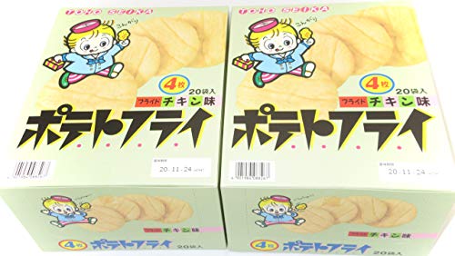 -/11グラム/-・パッケージ個数:2・ポテトフライシリーズでも人気のフライドチキン味の2箱セット 1箱に20袋入り・各袋（11g）に4枚のポテトフライ揚げたてのチキンの香りにスパイシーなガーリックと ジンジャーを加えた本格派。 人気NO.1の超ロングセラー商品。
