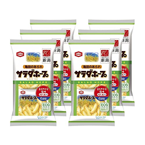 -/90グラム (x 6)/-・パッケージ個数:6・表示内容量：75g×6袋・原材料名：もち米（国産、タイ産）、植物油脂、食塩、香辛料、カツオエキスパウダ−、たん白加水分解物／調味料（アミノ酸等）、香辛料抽出物、植物レシチン、（一部に大豆・鶏肉を含む）・本品製造工場では えび、小麦、卵、乳、落花生を含む製品を製造しています。商品の説明 水稲もち米100％使用超ロングセラーの亀田製菓のサラダホープ。 原材料・成分 もち米（国産、タイ産）、植物油脂、食塩、香辛料、カツオエキスパウダ−、たん白加水分解物／調味料（アミノ酸等）、香辛料抽出物、植物レシチン、（一部に大豆・鶏肉を含む） 本品製造工場では えび、小麦、卵、乳、落花生を含む製品を製造しています。