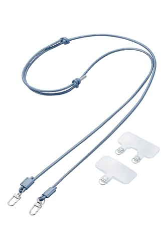 エレコム スマホ ショルダーストラップ 肩掛け 首掛け ストラップホルダー2種類付き レザー 丸紐 4mm ネイビー P-STSDH2L 送料無料