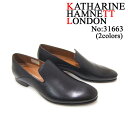 しっとりとした質感で大人の紳士靴スタイル！KATHARINE HAMNETT LONDON キャサリン ハムネット ロンドン 紳士靴 KH-31663 ブラック プレーントゥ スリップオン カジュアル パーティー 送料無料