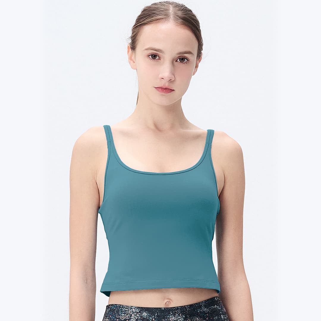 【2025SS 新作】ロービングUネッククロップドタンク／オパールブルー easyoga イージーヨガ ヨガウェアトップス かわいい オシャレ ヨガ ホットヨガ ピラティス