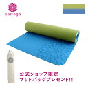 LIME バッグ 【送料無料】【マットバッグ付】エコ ダブルフェイスヨガマット -Light PLUS-／マリンブルー＆ライムグリーン easyoga イージーヨガ センターライン 初心者　5mmマット おしゃれ おうちヨガ 公式サイト 公式ショップ 限定 マットバッグ マットケース