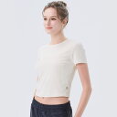 ロゴクロップドTシャツ/スノーホワイト easyoga イージーヨガ ヨガウェア トップス インナー オシャレ ヨガ ホットヨガ ピラティス スポーツウェア(4)