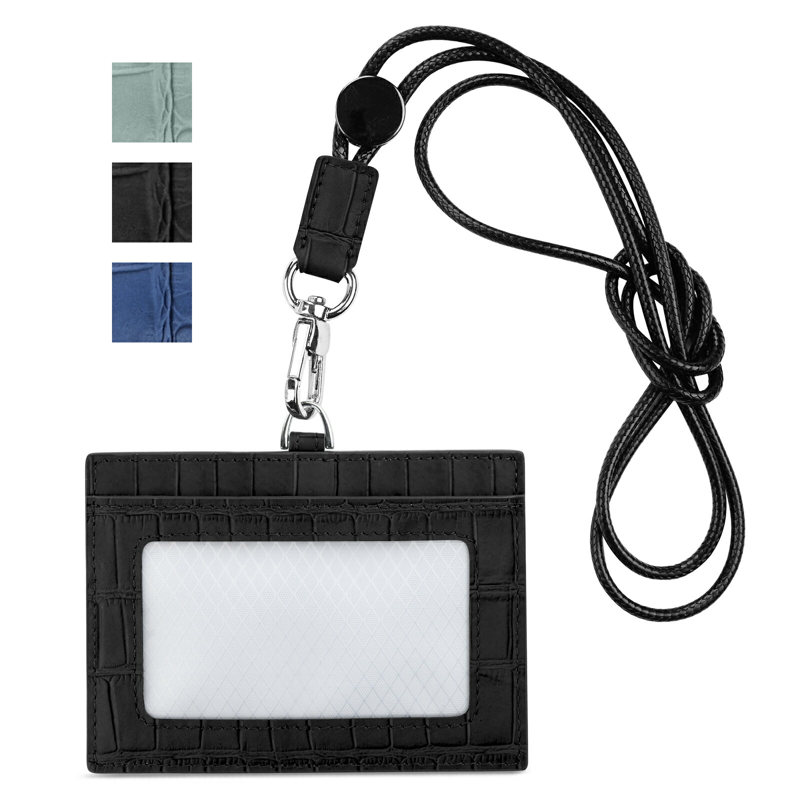 カードケース IDカードホルダー パスケース 大容量 二つ折りネームホルダー 定期入れ リール付き レザー おしゃれ icカード ケース 通勤 通学 高校生 かわいい カラビナ 両面 カード収納 軽量 メンズ レディース プレゼント お祝い 横型 首掛けのサムネイル