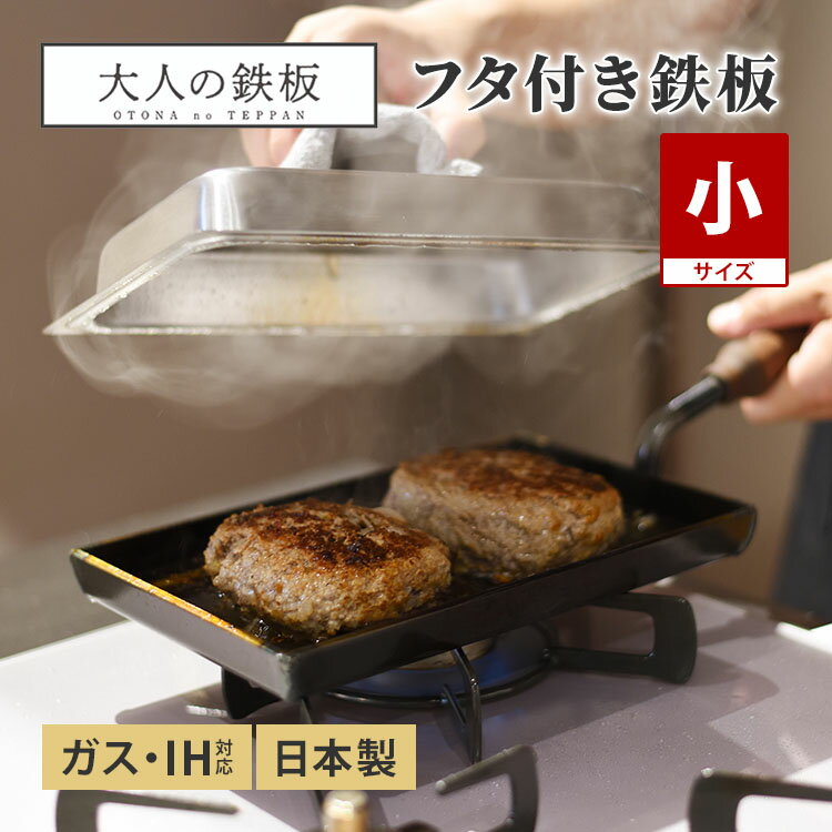 Rakuten - 大人の鉄板 鉄板小 蓋付き OTS8100 オークス フタ フライパン 日本製 ガス・IH対応 片手ハンドル 極厚 角型 鉄板料理 アウトドア 新潟 燕三条 ポンドステーキ AUX【ポイント10倍】