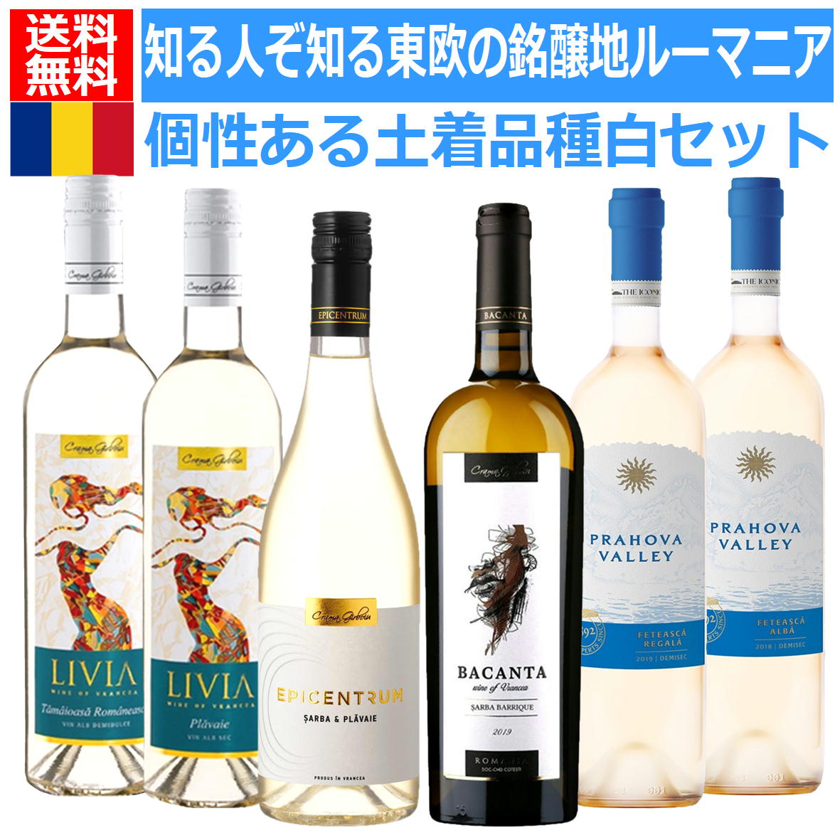 知る人ぞ知る東欧の銘醸地ルーマニアの厳選エレガント白ワイン6本セット　第18弾　ルーマニアワインセット ルーマニア　ワイン　白ワインセット 土着品種　モルドヴァ地方産含む　ムンテニア地方産含む