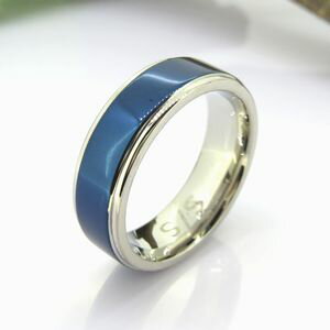 リング ステンレス ブルー ジュエリー アクセサリー 7号 9号 11号 13号 15号 17号 19号 21号 6mm幅 指輪 レディース ギフト プレゼント