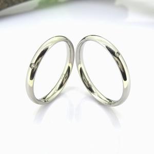 ペアリング ステンレス 天然 ダイヤモンド 送料無料 シルバー ジュエリー アクセサリー 2.5mm幅 5号 7号 9号 11号 13号 15号 17号 19号...