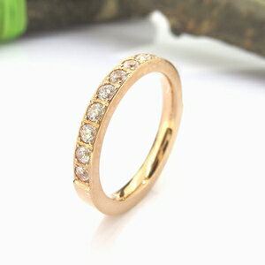 リング ステンレス ハーフエタニティ キュービックジルコニア ピンクゴールド ピンキーリング 1号 3号 5号 7号 ジュエリー アクセサリー 指輪 レディース...